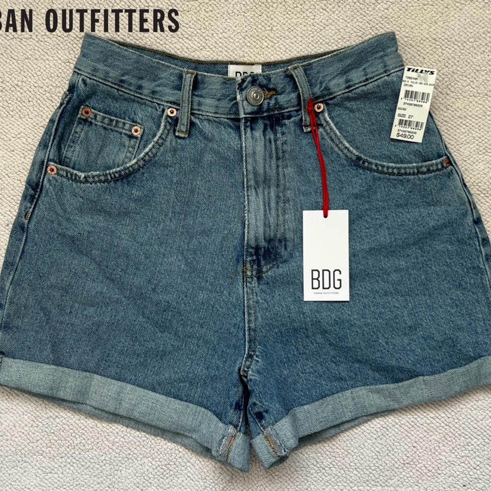 URBAN OUTFITTERS BDG BLUE JEANS SHORTS MOM HIGH WAISTED VINTAGE STYLE Size: 27 - Picture 16 of 16